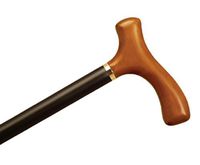 Wood Cane With Natural Stained Fritz Handle and Collar (Black Stain)