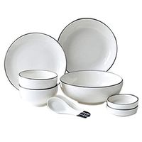 AXZHYX Bowl Bowl Household Cutlery Set Cutlery Rice Bowl Combination Ceramic Simple Personality Tableware 9 Piece Set Safety Porcelain Gift Set Hotel Tableware Home Noodles Boiled Fish Soup Bowl