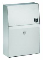 Bradley 4722-150000 Standard 22 Gauge Stainless Steel Surface Mounted Napkin Disposal, 1.5 Gallon Capacity, 10-3/4" Width x 15-1/8" Height x 4" Depth