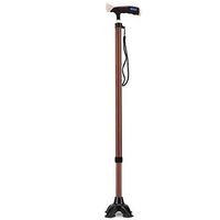 Crutches The Elderly Four Feet Non-Slip Men and Women with A Walking Stick Cane Telescopic Ultra Light Fine Four-Angle Aluminum Walker,Color : Brown