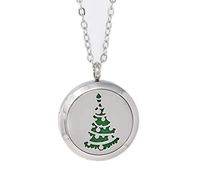 Aromatherapy Essential Oil Diffuser Stainless Steel Silver Magnetic Locket Pendant 2 sizes Chain Necklace, Refill Pads & Diffuser Bracelet in a gift bag & Free Ebook (Christmastreewithornaments)