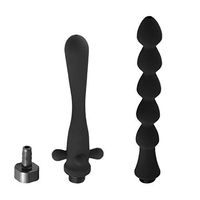 Connecting Shower Tube Silicone Enema Nozzle Attachment 2Piece Set Cleaning Anal (Round Head + Pull Beads)