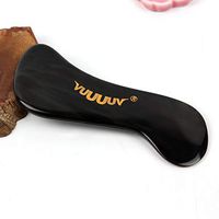 vuUUuv Gua Sha｜Massage Tool - Hand Made Natural Buffalo Horn for SPA Acupuncture Therapy Trigger Point Treatment ，Including Socks with Foot Reflection Points On Them (1.6W×4.8L, Black)