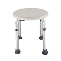 7 Levels Adjustable Height Bath Stool - Adjustable Aluminum Alloy Elderly Round Shower Stool White