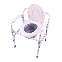 BINZHI Bedside Commode Chair Home Mobile Folding Aluminum Alloy Commode Chair Wide Seat Comfortable Backrest and Armrest Bedside Toilet (Color : A)
