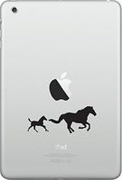 Yadda-Yadda Design Co. Horse Parent and Child Colt/Filly - iPad Mini/Small Tablet - Vinyl Decal YYDC (3" w x 1.25" h) (Black)