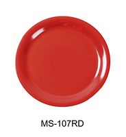 Yanco MS-107RD Mile Stone Narrow Rim Round Plate, 7.25" Diameter, Melamine, Orange Red Color, Pack of 48