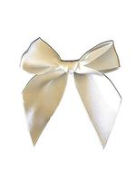 Ivory Satin Pre-Tied Decorative Bows - 3" Wide, Set of 10, Wedding Favors Decor, Christmas, Birthday, Gift Ribbons, Office Decor, Wine