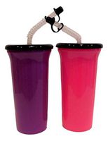 2 Tumblers with Lids, Straws with Tips. Pack 2, Holds 32 Ounces to Brim!! 1 ea.Pink and Purple