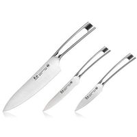 Cangshan TN1 Series 1021936 Swedish Sandvik 14C28N Steel Forged 3-Piece Starter Knife Set with Wood Sheaths