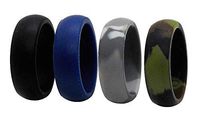 TRIFIRE Silicone Ring for Men's Rubber Wedding Band, Skin Safe Soft Comfortable Affordable, Black/Navy/Grey Camo/Green Camo, Hypoallergenic Medical Grade Silicone, Great for Gift Or Own Use,4pack