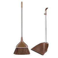 Broom and Dustpan With Long Handle Telescopic Up Soft Brush Windproof Plastic Broom And Dustpan Non-Slip Handle Stainless Steel Rod Broom Set Used For Home Kitchen Office Toilet
