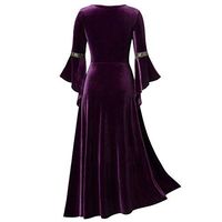 Naladoo Women's Party Plus Size Cool Patchwork Bandage Long Sleeve Robe Dress Purple