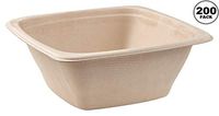 [200 Pack] 42oz Compostable Square Container Eco Friendly Bowls - Square Bowl Tree Free Sugarcane Bagasse Meal Prep Bento Boxes Take Out Catering Microwavable Deep Container by EcoQuality