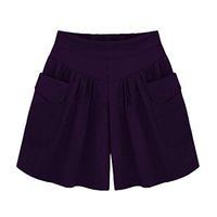 Meikosks Womens Summer Loose Hot Pants Plus Size Shorts with Pockets Lady Casual Bottoms Pants Purple