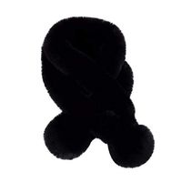 Theoylos Women's Winter Soft Faux Fur Scarf Ladies Solid Color Warm Scarf Plush Lightweight Scarf Wrap Black