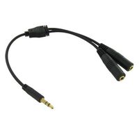 Valley Enterprises Audio Y-Adapter Gold Stereo Slim 1-3.5mm Male to 2-3.5mm Female