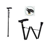 Folding Walking Cane with Light Collapsible Lightweight Adjustable Portable Hand Walking Stick - Balancing Mobility Aid T Handles for Men and Women (Black)