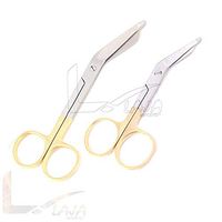 LAJA Imports Set of 2 Premium O.r Grade Gold Handle Supercut Lister Bandage Scissors 3.5" + 5.5" with One Serrated Blade