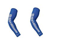 Arm Sleeve - Sports Compression Sleeves for Baseball, Basketball, Football, Cycling, Golf - Elbow Brace for Arthritis, Lymphedema - UV Protection, Tattoo Cover (1 Pair) (Blue, M 9.5-11.8")