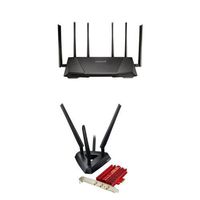 ASUS RT-AC3200 Tri-Band Wireless Gigabit Router & ASUS Dual-Band Wireless-AC1900 PCI-E Adapter (PCE-AC68)
