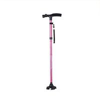 The Crutches are Folded Non-Slip, and The Crutches Adjustable 5 HeightsWith LED Light,The Crutches Single Foot and Four Feet Interchangeable Which is Suitable Child Old Age Youth,PinkB