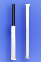 Wow Plastics Inc. Giant Straw 9" - Paper Wrapped - Black - 4/350 (1,400/Case)