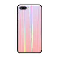 AIsoar Compatible with Xiaomi Mi Mix 3 Case,Transparent Laser Aurora Gradient Color Sparkle Bling Glitter Tempered Glass Case Soft Bumper Hard Back Slim Shockproof Protective Cover - Pink