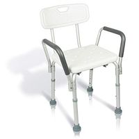 Vive Shower Chair with Back - Handicap Bathtub Bench with Padded Armrest for Disabled, Seniors, Elderly - Adjustable Medical Bath Stool Spa Seat with Handle Pads for Bariatrics - Non Slip Tub Safety