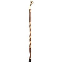 Handcrafted Wood Walking Cane - Made in the USA by Brazos - Twisted Sweet Gum with Brass Hame Top - 37 Inches