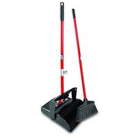 Libman Commercial 919 Lobby Dust Pan and Broom Set (Open Lid), Black/Red (Pack of 2) (Renewed)