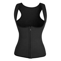 CCOOfhhc Women's Fitness Corset Sport Body Shaper Vest Waist Trainer Corset Workout Slimming Zipper Sauna Sweat Tank Top (Black, XL)