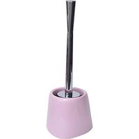 EVIDECO 6618156 Free Standing Toilet Brush Chrome and Holder Shiny Color, 4.92" L x 4.92" W x 14.17" H, Light Pink