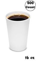 16oz White Paper Coffee Cups - (500 Count) by EcoQuality - Disposable Coffee Cups - Hot Drink, Tea, Coffee, Cappuccino, Hot Chocolate, Chai, Chai Latte