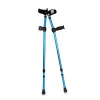 HFENGHUANG 2 Adjustable Underarm Elbow Crutches, Telescopic Blue Folding Cane Aluminum Hiking Poles Unisex
