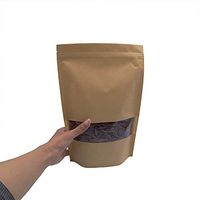 50pcs Sealable Bags,Brown Kraft Paper Bag Stand up Zipper Resealable Stand Up Food Grade Coffee Bags Pouches with Window,Biscuit Bag,Pastry Bag,Snack sub-Package(Pack of 50)