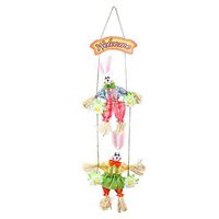 sakd Easter Pendant Ornaments Easter Wreath Scare Crow Swing Double Bunny Doll Wall Door Hanging Home Backyard Garden Decoration