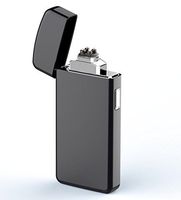 Lighter, Electric Lighter USB Rechargeable Dual Arc Lighter Windproof Flameless Plasma Lighter (Black)