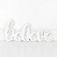 19" X 8.5" X 1" Wood Cutout (Believe), White – 70400