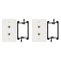 Buyer's Point 2 Port Cat6 Wall Plate, Female-Female White with Single Gang Low Voltage Mounting Bracket Device (2, 2 Port)