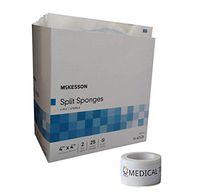 Sterile 4"X4" 6 Ply Split Drain Sponge 25 Packs of 2 + 1 Roll of Vakly Medical Tape (1)