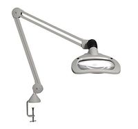 Luxo 18845LG Wave LED Illuminated Magnifier, 45" Arm, 3.5 Diopter, Edge Clamp, Light Gray
