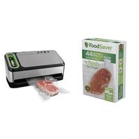 FoodSaver 2-in-1 Vacuum Sealing System with Starter Kit, 4800 Series, v4840 & FoodSaver FSFSBF0226-FFP Bags with Unique Multi Layer Construction Vacuum Sealers, 44 Quart Size Bags, Clear