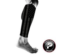 Power Energy Sports Running Training Calf Leg Compression Sleeve Pair Black USA Flag