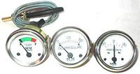 Minneapolis Moline Temp, Oil Pr, Ampere Gauge Set- G,R,U,Z,335,400,445, 500, 600 in Chrome Bezel