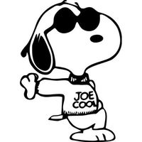 Peanuts Comics Strip Cool Joe Snoopy Vinyl Stickers Symbol 5.5" Decorative DIE Cut Decal for Cars Tablets LAPTOPS Skateboard - Black
