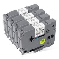 Replace TZ TZE Label Tape Laminated Tze-221 TZ-221 TZe 221, Compatible with Brother Ptouch Label Maker, 9mm Black on White 3/8"26.2ft（9mm x 8m) 4 Pack