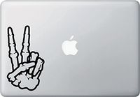 Yadda-Yadda Design Co. Skeleton Hand Peace Sign - MacBook Laptop Vinyl Decal Sticker YYDC (3.5" x 6"h) (Color Choices) (Black)