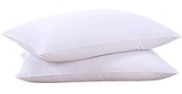 puredown Natural Goose Down Feather White Pillow Inserts, 100% Egyptian Cotton Fabric Cover Bed Pillows, Set of 2 Queen Size