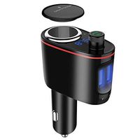 Kitbeez FM Transmitter Bluetooth, Cigarette Lighter Socket Dual USB Car Charger 3 in 1, Bluetooth Car Adapter Wireless Audio Radio Receiver Music Tuner Modulator Car Kit Mic, Hands Free Talking
